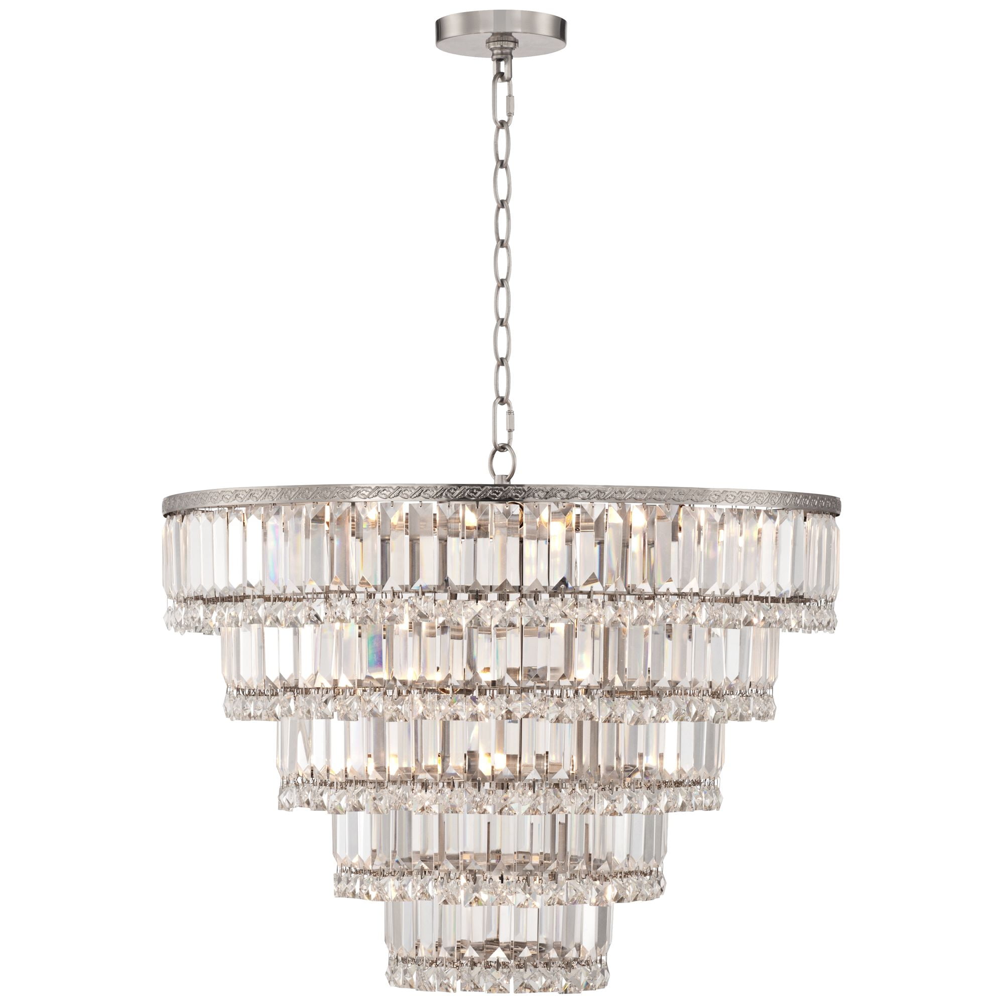 Vienna Full Spectrum Magnificence Satin Nickel Chandelier 24 1/2" Wide Modern Faceted Crystal Glass 15-Light LED Fixture for Dining Room House Kitchen