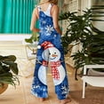 thumbnail image 3 of Women Christmas Outfit Stylish Women's Casual Christmas Print Jumpsuit Featuring Convenient Side Pockets For Everyday Comfort And Festive Seasonal Wear Blue 5XL, 3 of 5