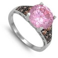 thumbnail image 4 of CHOOSE YOUR COLOR Round Pink CZ Colorful Bridal Ring 925 Sterling Silver Band Female Size 6, 4 of 4