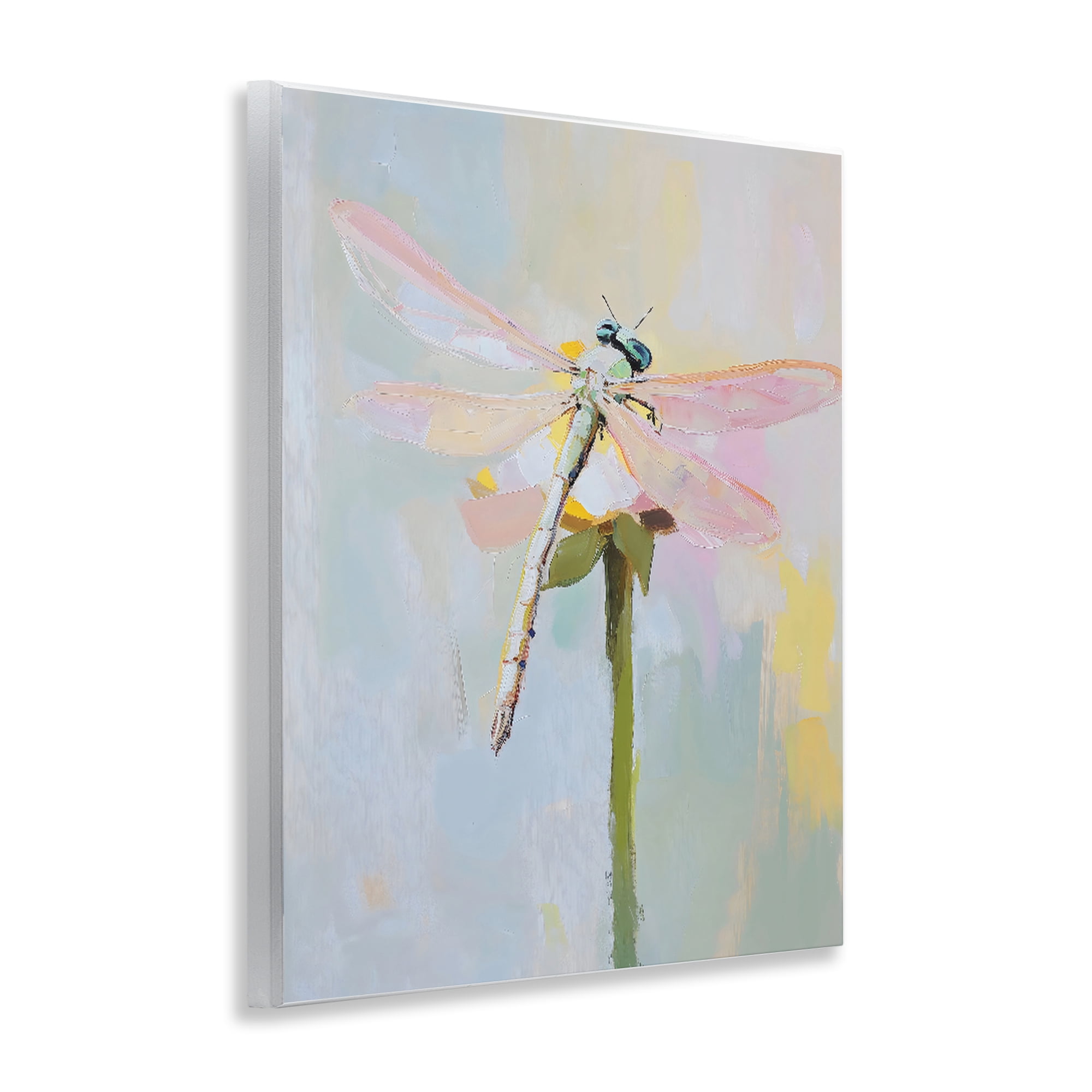 Stupell Industries Pastel Dragonfly Landing Wall Plaque Art, design by The Prints Vibe