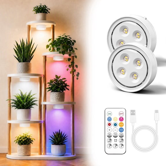 Grow Light for Indoor Plants, Rechargeable Grow Lights for Indoor Plant Full Spectrum, Wireless Plant Growth Lights for Indoor with Timer & Remote, Stepless Dimming