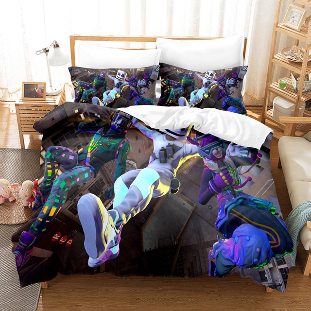 siniker Bedding Set Kids Quilt Cover 3D Cartoon Playing Bed Cover Set with Pillowcase and Zipper Closure