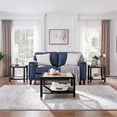 thumbnail image 6 of Leumius Modern Square Coffee Table, 27.6" Crisp Metal Frame, Luxe Gold Glass Top for Living Room Office Black, 6 of 8