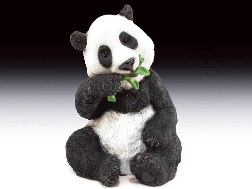 Panda Sitting and Eating Bamboo Detailed Figurine Miniature Statue 3.5"H New 