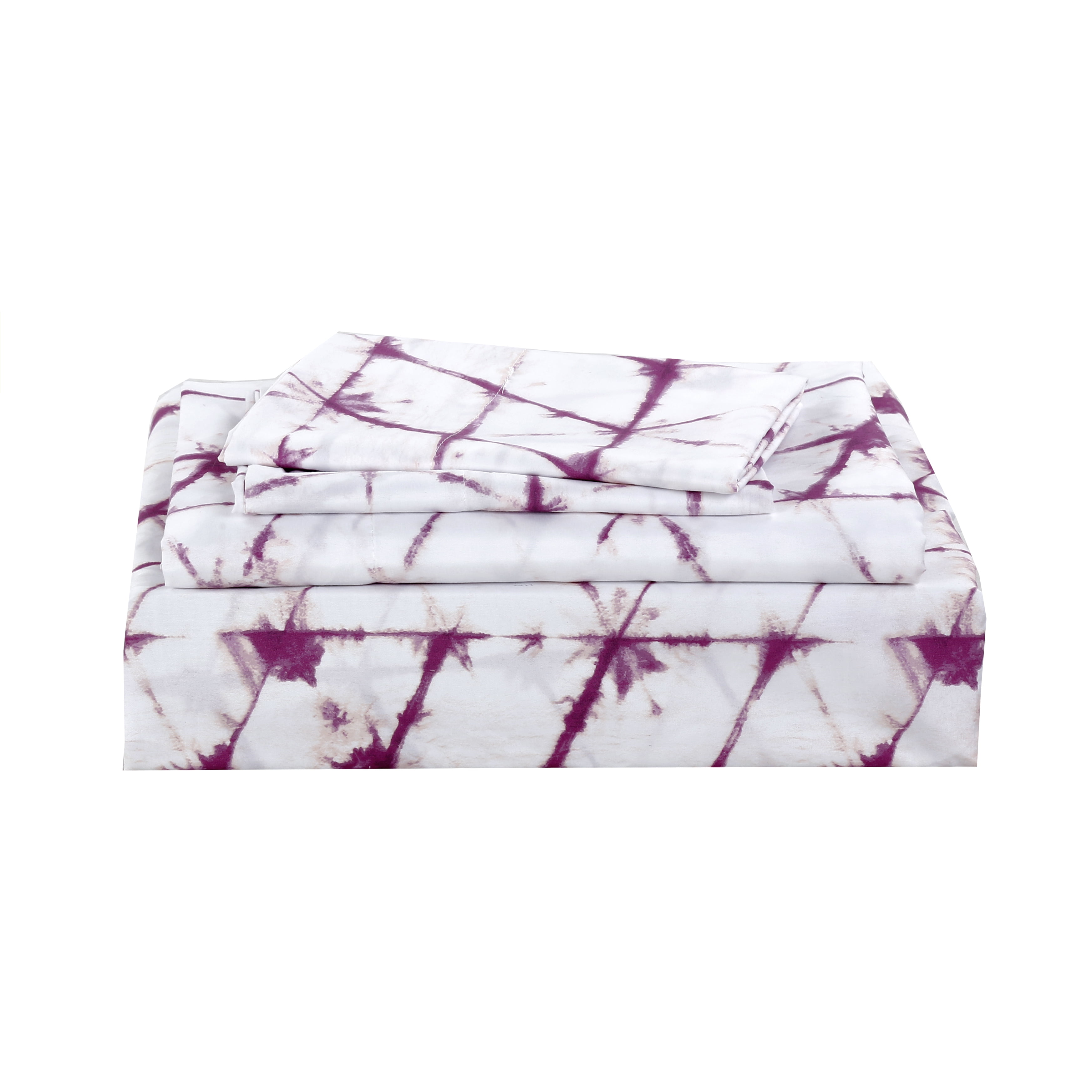 Roxanne Tie Dye 4-piece Sheet Set Purple Queen