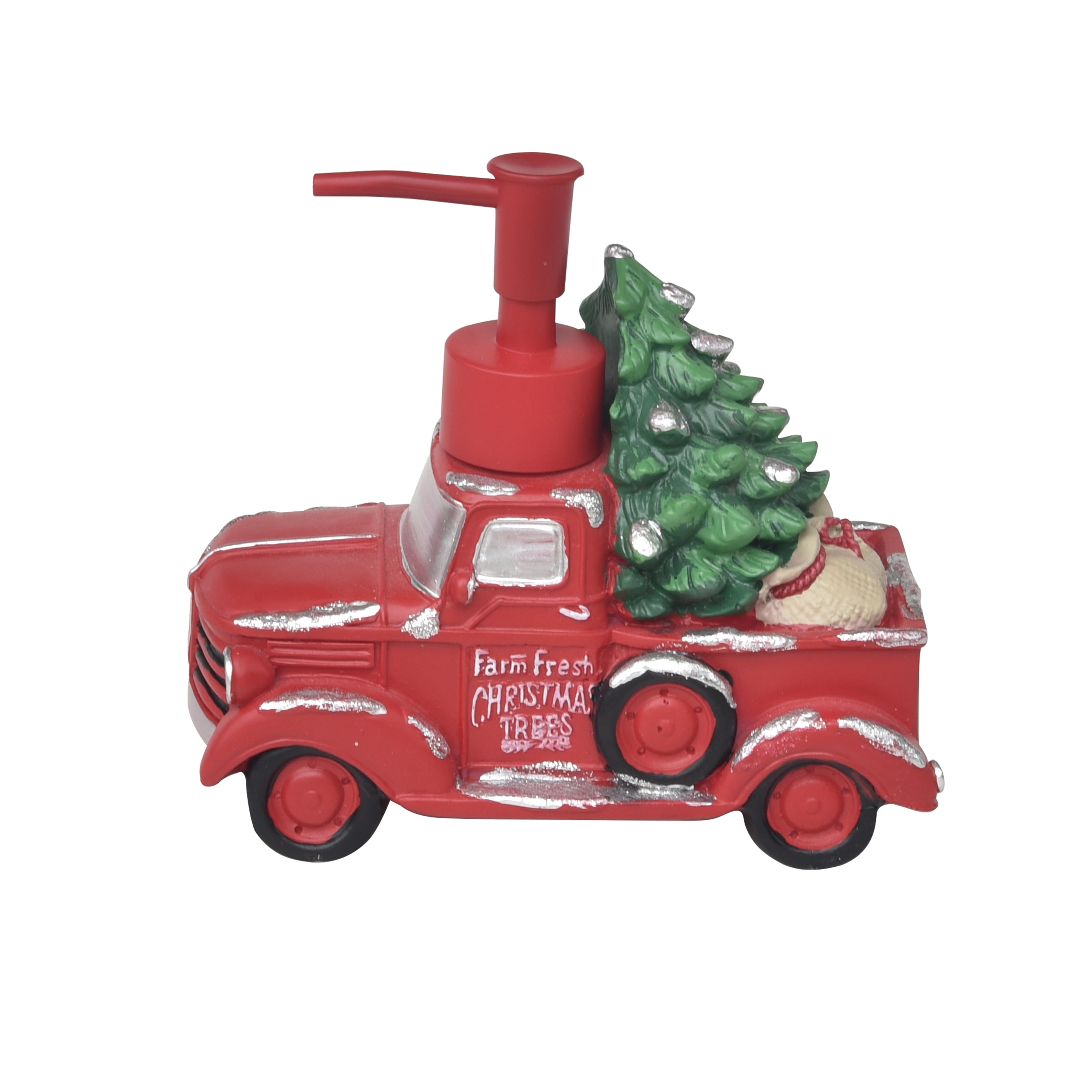 Red Christmas Truck Polyresin Soap Dispenser