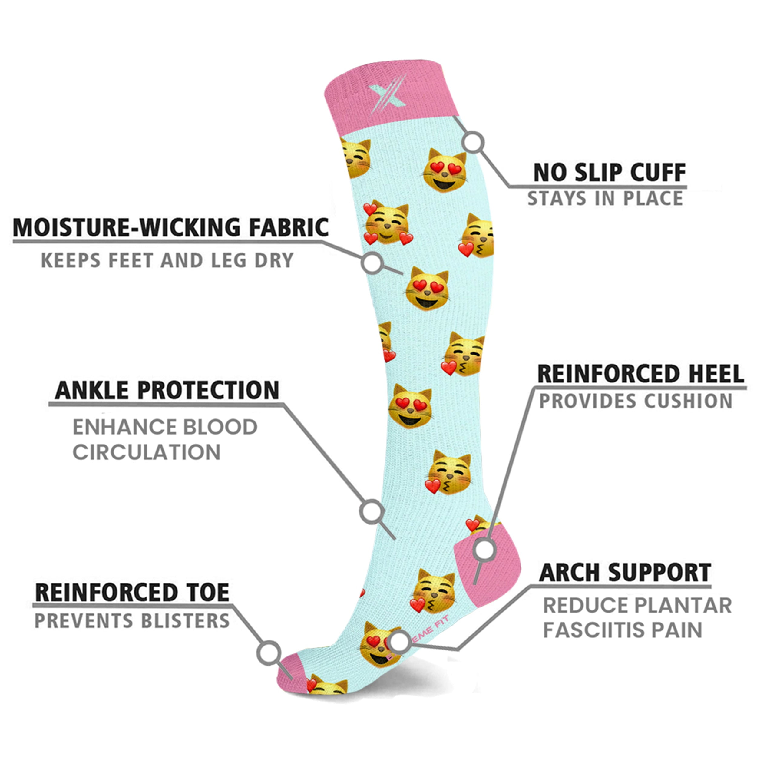 Emoji Fun And Expressive Compression Socks - 3 Pair