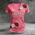 thumbnail image 2 of Women's 250th Anniversary America 1776-2026 T-Shirt, Floral Rose Print V Neck Short Sleeve Tee, Patriotic 4th of July Casual Tops for Independence Day, 2 of 3