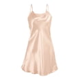 thumbnail image 2 of Vestido de tirantes básicos uxcell con dobladillo de loto de satén Color champagne 2XL, 2 of 6
