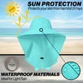 thumbnail image 2 of UPF 50+ Sun Protection Hat for Women's Adult UV Solar Protection Wide Brim Outdoor Beach Fishing Bucket Bonnie Cap Visor with Neck Flap Breathable Mesh Lightweight Foldable Windproof A Turquoise, 2 of 5