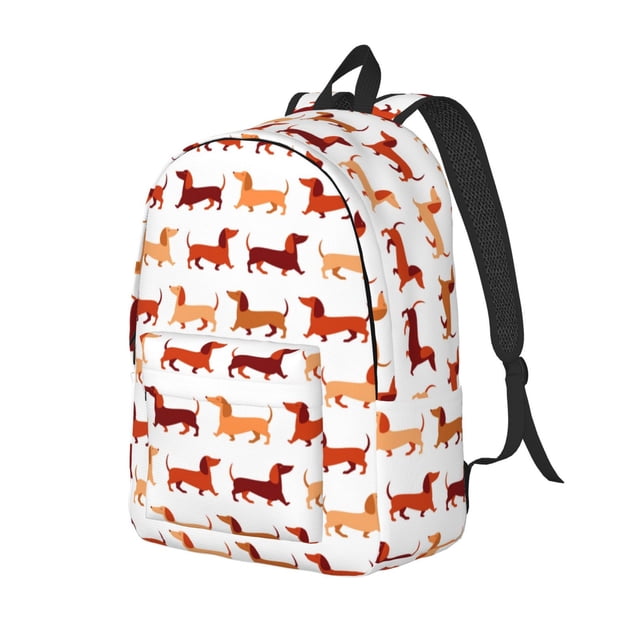 Easygdp Dachshund Walking Mochila de Lona Resistente para Laptop, Compatible con Laptops de 15 a 17 pulgadas, Ideal para Escuela, Trabajo y Viajes-Medium