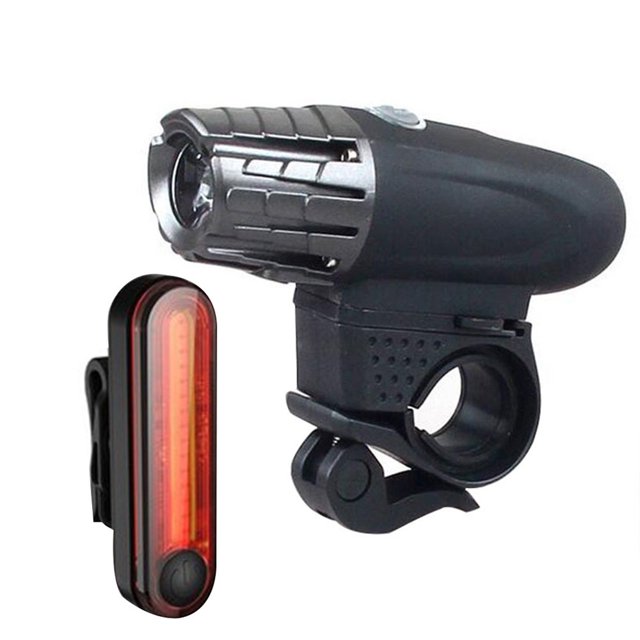 USB Rechargeable 300 Lumens Mountain Bike Safety Light Headlamp Tail Lights Waterproof
