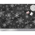 thumbnail image 3 of Soimoi Black Cotton Duck Fabric Snow Flakes Floral Decor Fabric Printed Yard 42 Inch Wide, 3 of 3