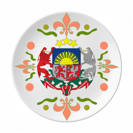 

Latvia National Emblem Country Flower Ceramics Plate Tableware Dinner Dish