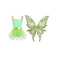 thumbnail image 4 of Hansber Kids Girls Sleeveless Camisole Leotard Tutu Dress with Fairy Wings 2-Piece Fairytale Princess Outfits Set Green 6, 4 of 6