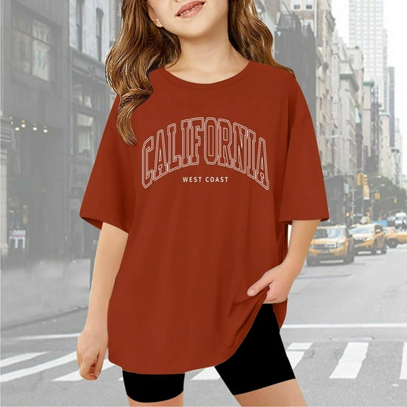 TYGHBN Children Kids Girls Short Sleeve T Shirts Kids Summer Oversized Tops Casual Crewneck Basic Tees Kids Birthday Shirt Long Sleeve Shirt Girls Size 8 Clothes 2t Girls Girls Volleyball Shirts 500