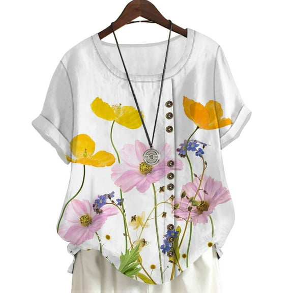 CLOOCL Plus Size Women Summer Tops Floral 3D Printed Short Sleeve Shirts Blouse