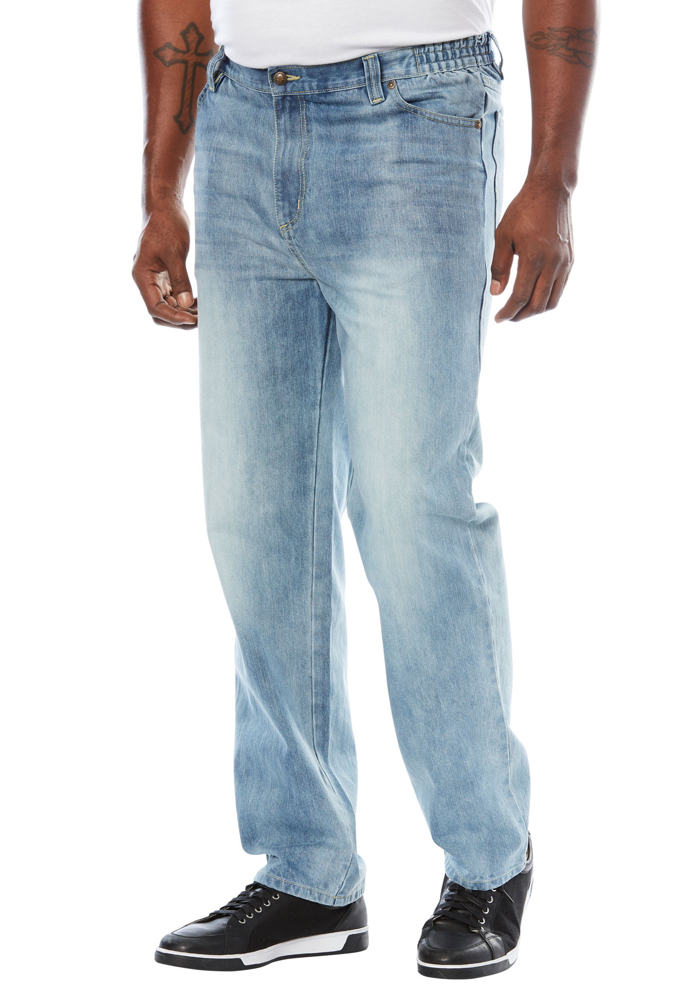 New Mens Big & Tall Athletic Jeans Light Blue 58 W x 38 L Liberty Blues Unhemmed 