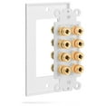 thumbnail image 6 of Fosmon (Quad Speaker) Home Theater Wall Plate, Gold Plated Copper Banana Binding Post Coupler Type Audio Wall Plate for 4 Speakers - White, 6 of 7
