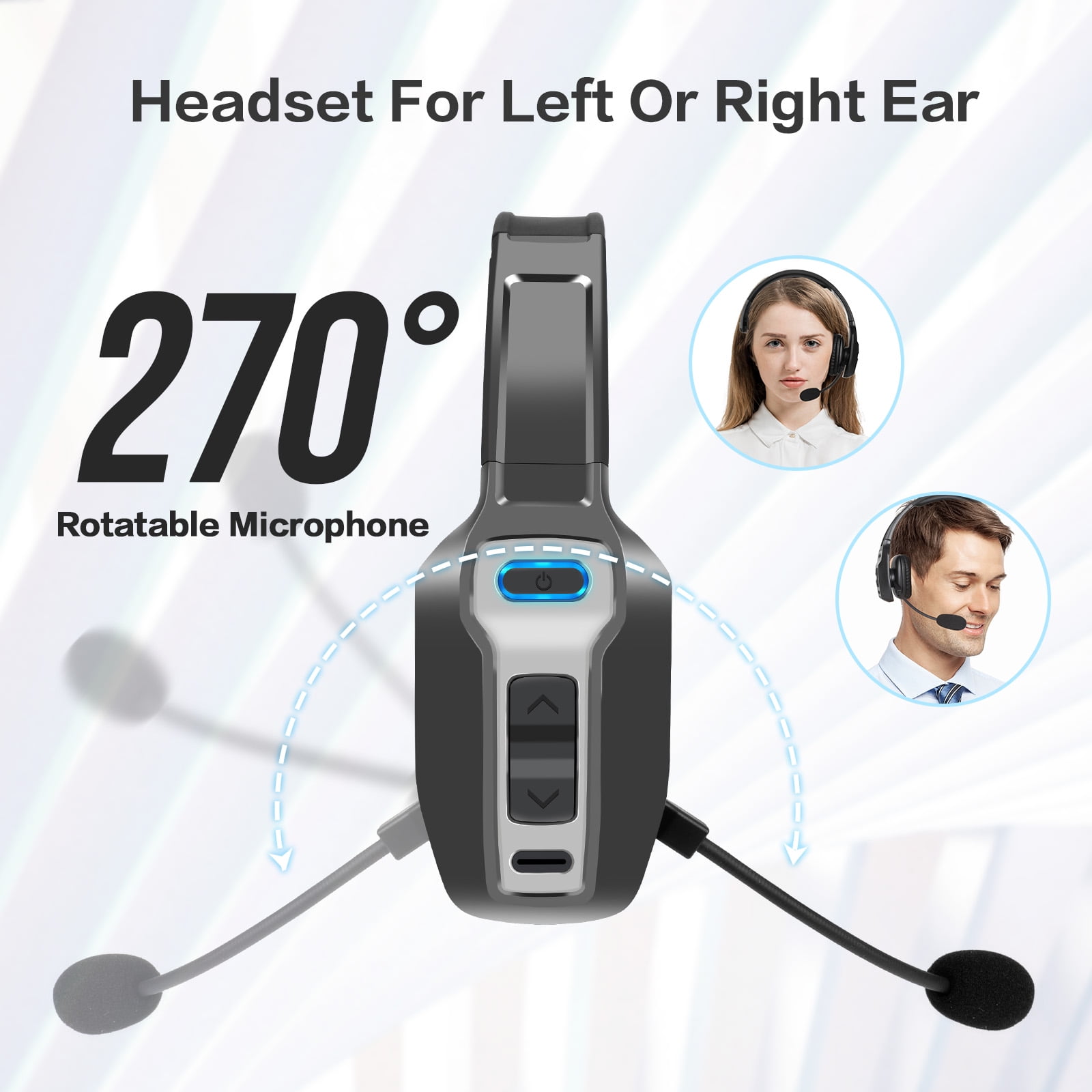 Trucker Bluetooth Headset with Microphone with AI Noise Cancelling & Mute Button Wireless Headphones 60 Hrs Working Time for Home Office Remote Work Zoom