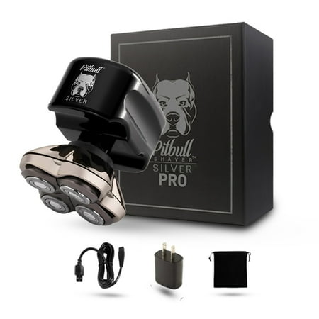 Skull Shaver Pitbull Silver PRO: Electric Head Shaver for Men, Wet & Dry Bald Head Shaver with Ergonomic Design - Perfect Grooming Kit & Gift for Men