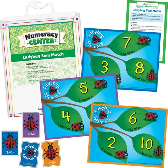 Really Good Stuff Ladybug Sum Match Numeracy Center - 1 numeracy center