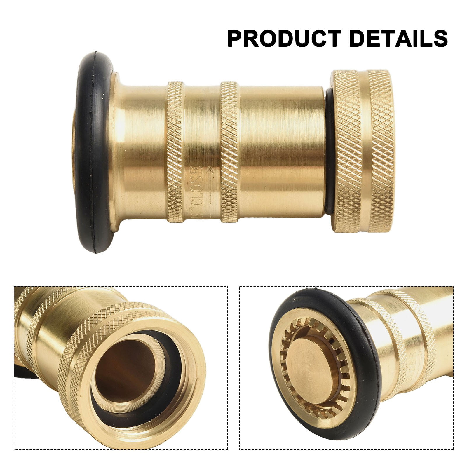 Fire Hose Brass Nozzle Spray (1" NH/NST) Heavy Duty 1" Female Smile Home