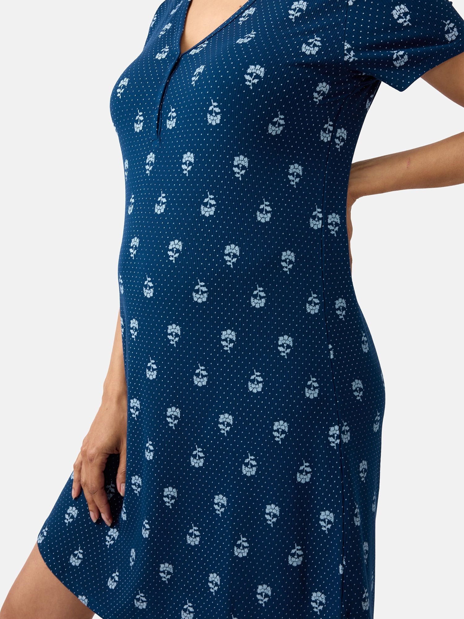Ingrid & Isabel For Every Belly Women's Maternity Ribbed Henley T-Shirt Dress, Sizes S-XXXL