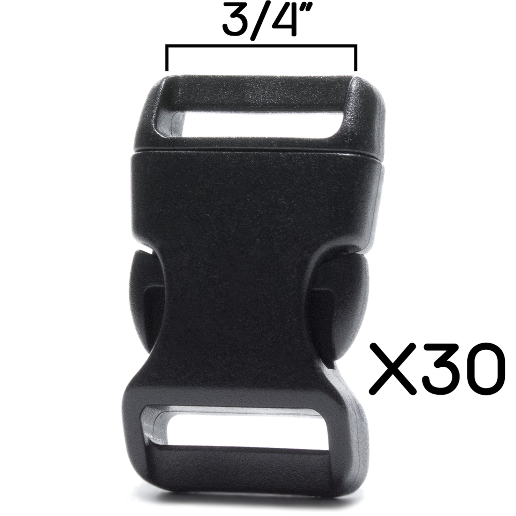 30 Pack 0.75 Inch Side Quick Release Plastic Black Buckles