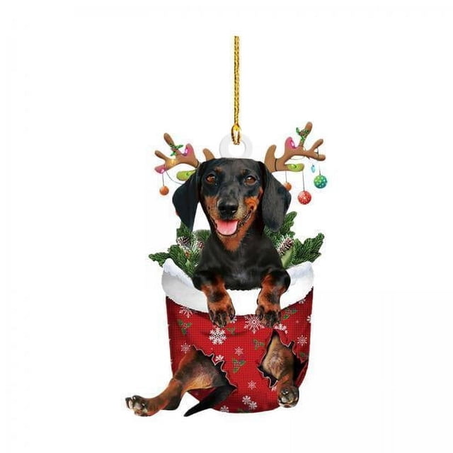 Colgante colgante,Adorno colgante navideño de perro salchicha,Adorno para árbol de Navidad Colgante para mochila,Espejo retrovisor del coche Colgante colgante para vacaciones,Decoración del
