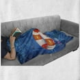 thumbnail image 5 of Coastal Soft Flannel Fleece Throw Blanket, in Crystal Clear Swimming Pool Summer Relaxing Vacation Sports Theme, Cozy Plush for Indoor and Outdoor Use, 50" x 60", Blue Orange White, by Ambesonne, 5 of 5