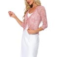 thumbnail image 4 of Inspire Chic Cárdigan de Encaje Floral para Mujeres con Mangas 3/4 y Un Botón Color Rosa M, 4 of 6