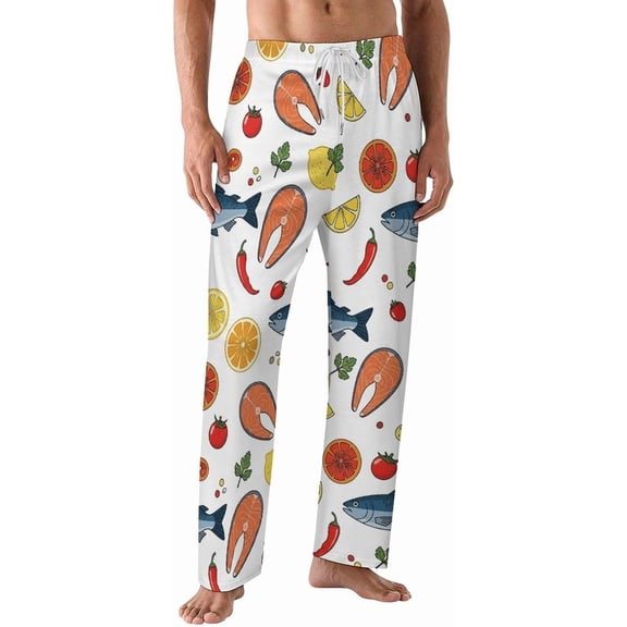 PRIYAL Mens PJ Pajama Pants Salmon Slices Arranged Bottoms Lounge Pants Sleepwear