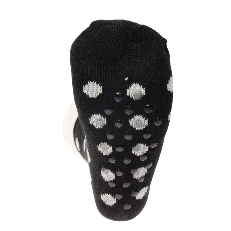 Slipper Socks for Women Grippers, Black Thick Lined Palestine