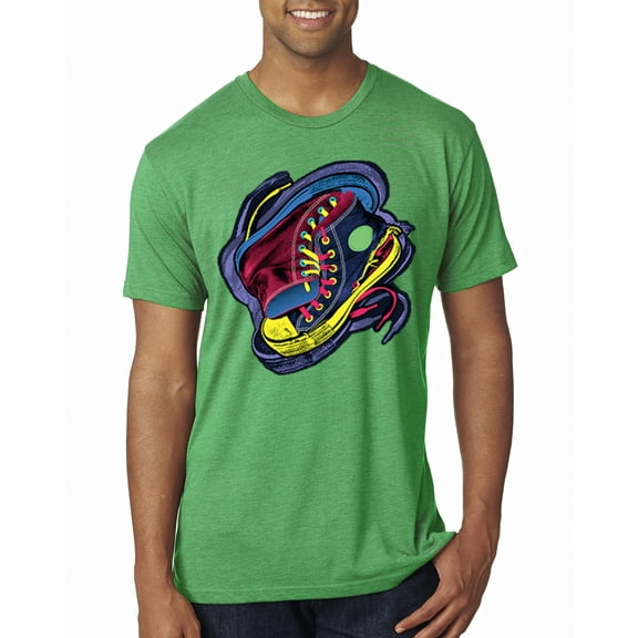 Wild Bobby, Colorful Sneakers Chucks Streetwear Mens Premium Tri Blend T-Shirt, Envy, Small
