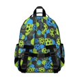 thumbnail image 3 of Football and Hexagon Green Pattern Cute School Backpack Bag for School with Padded Back and Adjustable Shoulder Straps 15.25"x11.5"x5.25", 3 of 5