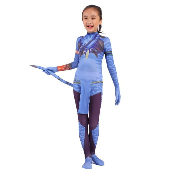 Película Avatar 2 The Way of Water Neytiri Jake Sully, disfraz de Cosplay para adultos y niños, traje de cola, mono, disfraz de HalloweenChica Neytiri BatallaL Deng Xun unisex