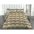 thumbnail image 2 of Ambesonne Pastoral Quilted Coverlet 2 Pcs, Rustic Look Whimsical Art, Twin Size, Laurel Green Eggshell, 2 of 4