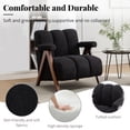 thumbnail image 5 of DRKAT Mid Century Modern Accent Chair with Solid Wood Frame, Boucle Upholstered Living Room Chairs with Thick Cushion, Comfy Tufted Arm Chair for Bedroom, Black, 5 of 7