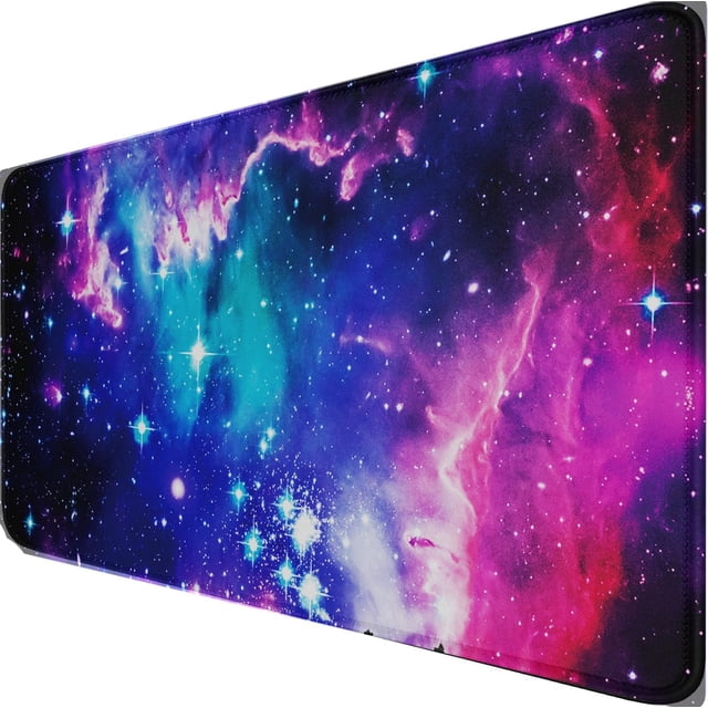 Galactic Blue Extended Gaming Mouse Pad 31.5x15.7 Inch Durable NonSlip Natural Rubber Base, Waterproof Computer Keyboard Pad Mat for Esports Pros, Gamer, Desktop, Office, Home