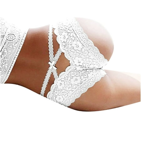 

VERUGU Women s Lingerie Sexy Alluring Seductive Lace Underwear Low-Waistline Panties Casual Hollow Out Underpants White L