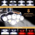 thumbnail image 2 of Linterna frontal, lámpara frontal LED, resistente al agua, linterna USB más brillante con luces rojas, faros extremadamente brillantes con 8 modos, 2 of 5