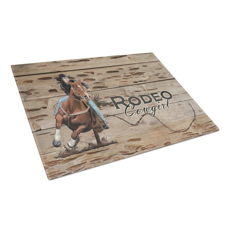 

Caroline s Treasures Rodeo Cowgirl Barrel Racer Glass Cutting Board Large Size