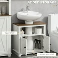 thumbnail image 3 of Farmhouse Vanity Cabinet Under Sink Bathroom, Pedestal Vanity Storage Cabinet with Double Doors and Storage Shelves, Bathroom Organizer, White, 3 of 9