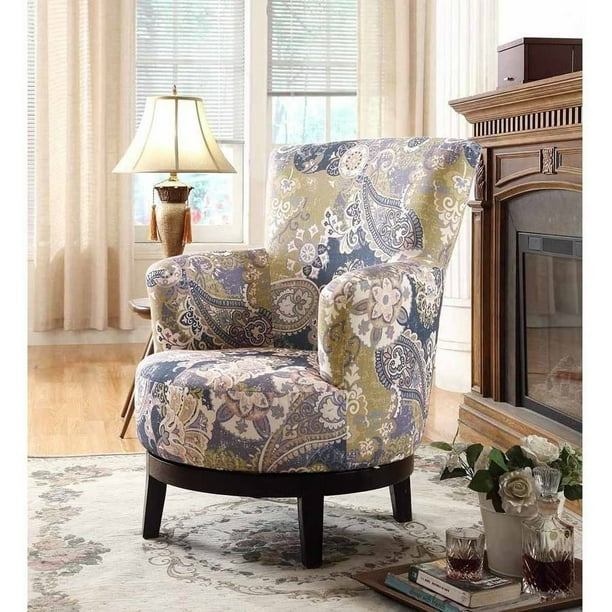 Nathaniel Home Zoey Swivel Accent Chair, Flower Pattern