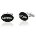 thumbnail image 1 of Black and Chrome Groom Wedding Cufflinks, 1 of 1