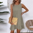 thumbnail image 5 of CIENVNSTG Women's Denim Dress ound Neck Sleeveless Button Back Ruffle Short Ruffle Edge Jean Dresses Summer Tank Dress L, 5 of 5