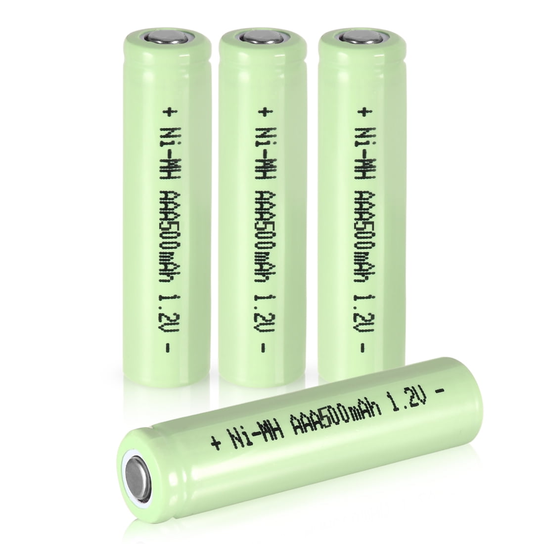 4Pcs 1.2V AAA 500mAh Flat Top Rechargeable NiMH Battery Green for Home
