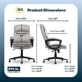 thumbnail image 3 of Maklaine Executive Office Chair Padded Armrest Taupe Velvet Fabric, 3 of 10