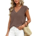 thumbnail image 2 of Women's Solid V-Neck Sleeveless Knit Tank Top Casual Soft Summer Top, 2 of 8